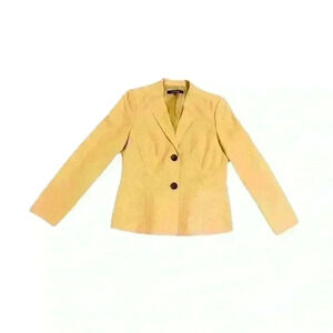 Le Suit Separates Blazer Mustard Yellow Womens Sz 10 Suit Jacket 3 Button Career